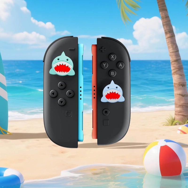 Jemdo Thumb Grips Compatible with Nintendo Switch 2 (2025) – 4pcs Blue Shark Design Silicone Joystick Caps, Comfortable Controller Stick Gifts for Kids & Gamers - Image 5
